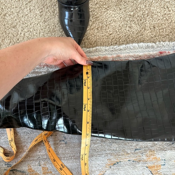 Black Croc-Embossed thigh High Boots - Picture 10 of 12